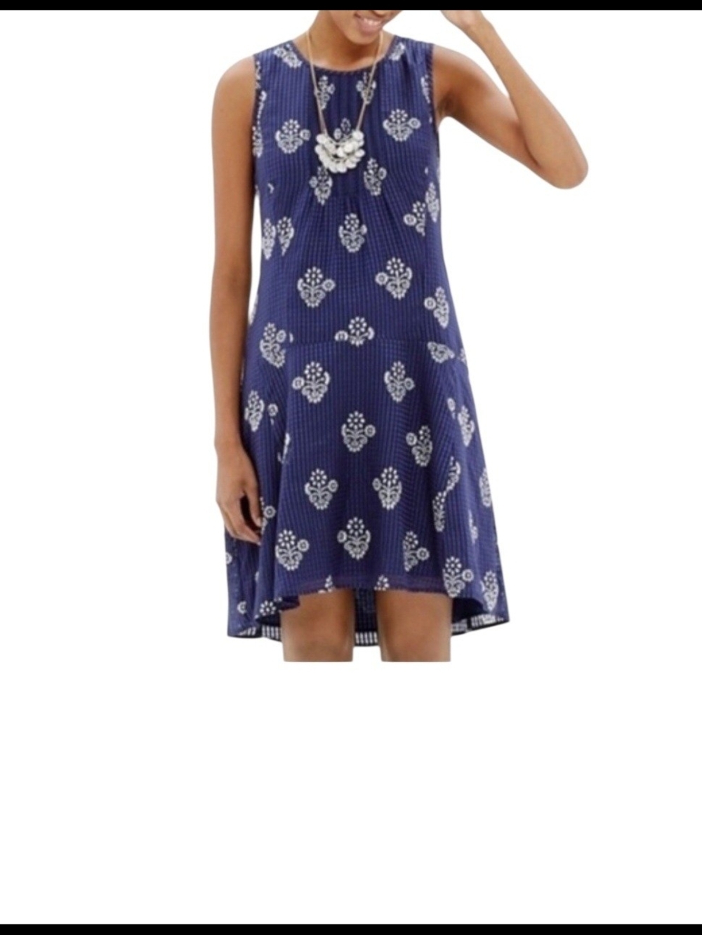 Madewell Skyscape Flower Stamp Shift Dress Blue Silk Cotton Blend Size Small - Picture 1 of 14